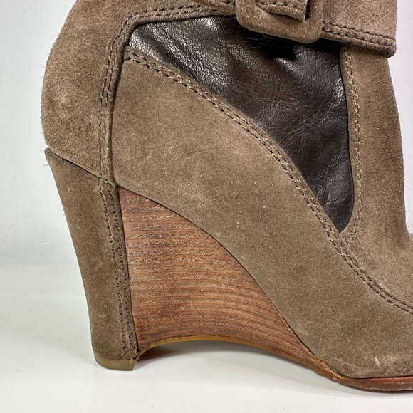 Donald Pliner Heidy Elephant Wedge Suede Leather Tall Boot Brown Women Size 8.5 - Picture 5 of 16